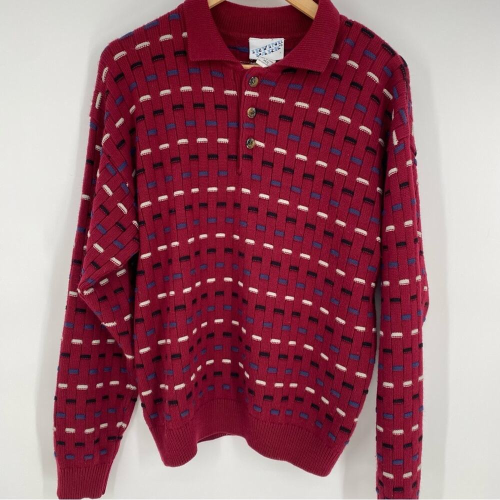 Men’s Vintage Sweater Electric Grandpa 80’s‎ 90’s Retro Weave Pattern Medium